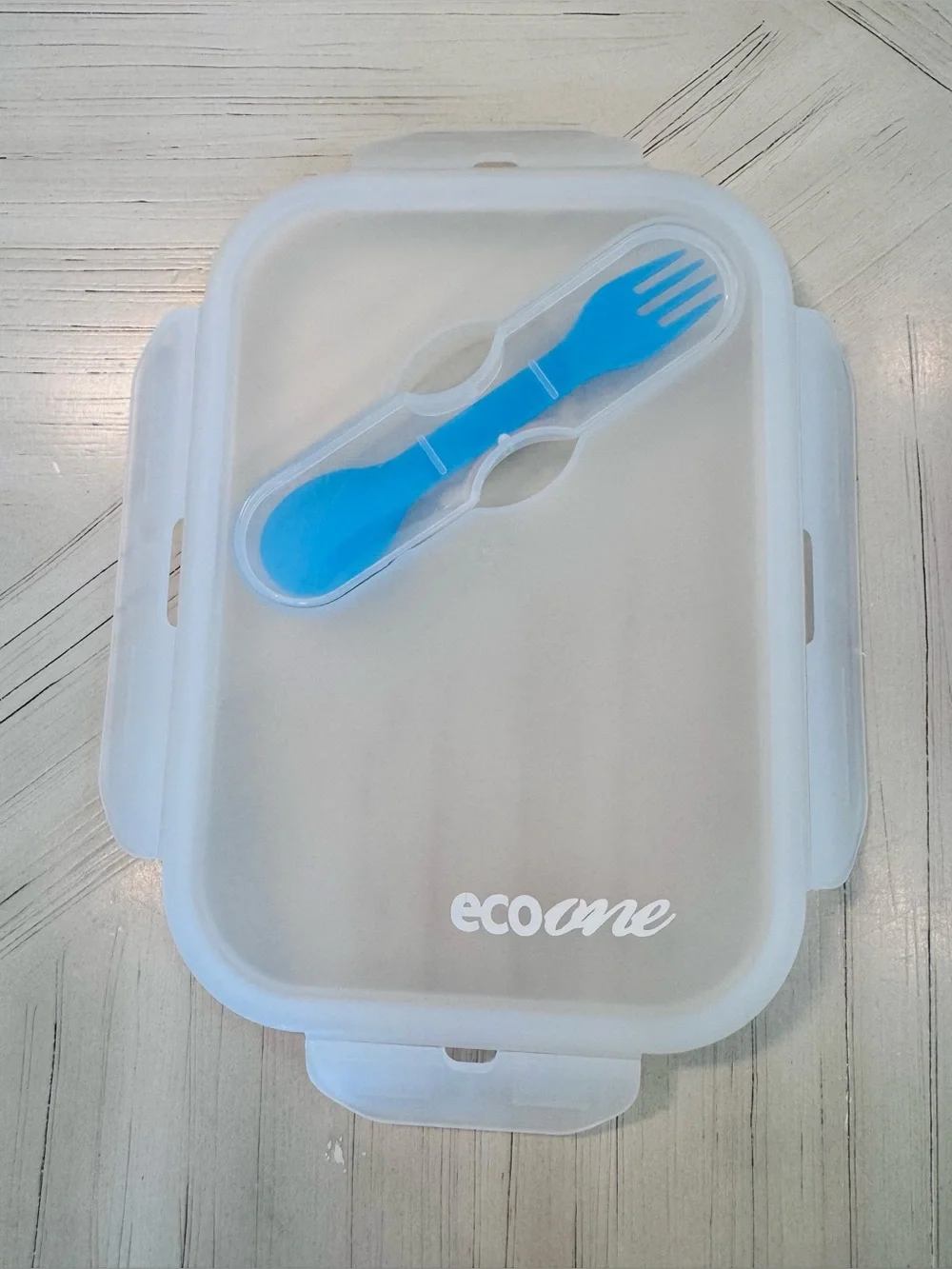 Eco One Collapsible Silicone Bento Box with Utensil Storage – Tie-Dye Blue